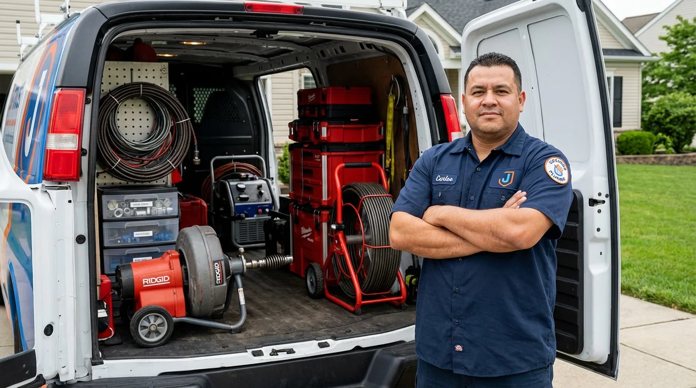 Professional drain cleaning equipment and Johns Plumbing LLC plumber in Black Diamond
