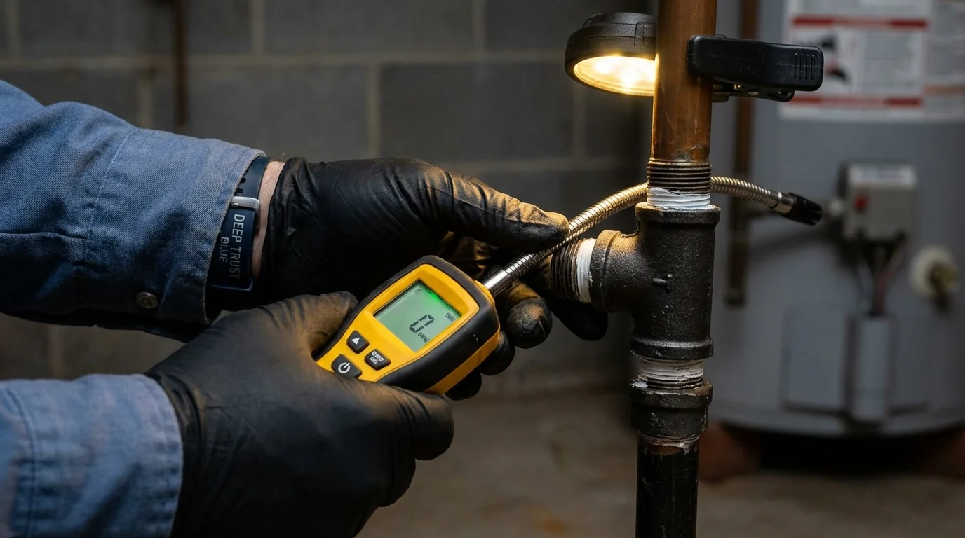 Gas leak detection with electronic sniffer by Johns Plumbing LLC in Black Diamond