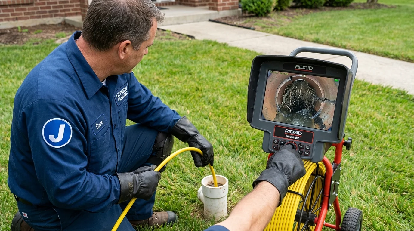 Sewer camera inspection being performed by Johns Plumbing LLC in Black Diamond