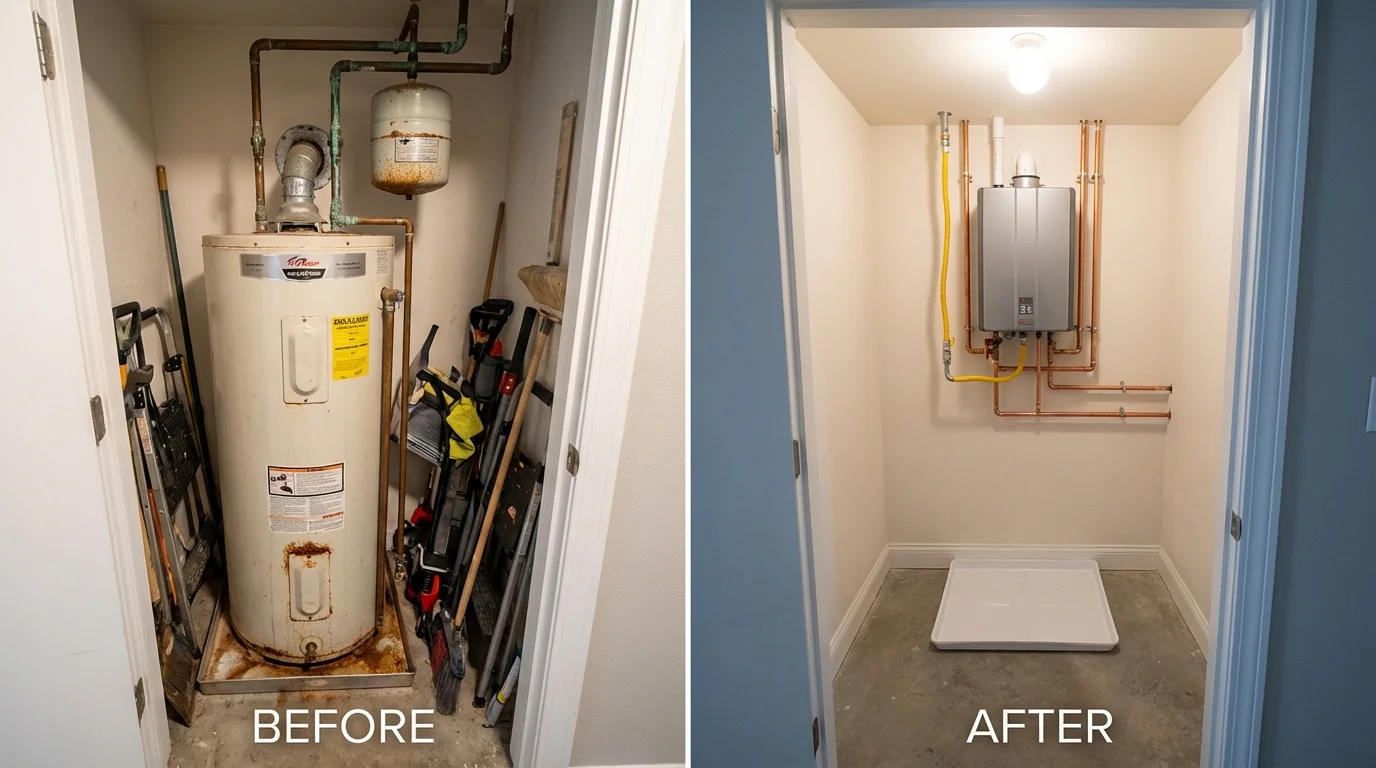 Tank water heater versus wall-mounted tankless unit comparison for Black Diamond, WA homeowners