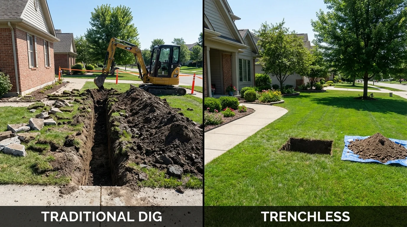 Trenchless sewer repair with minimal yard damage versus traditional excavation in Black Diamond, WA
